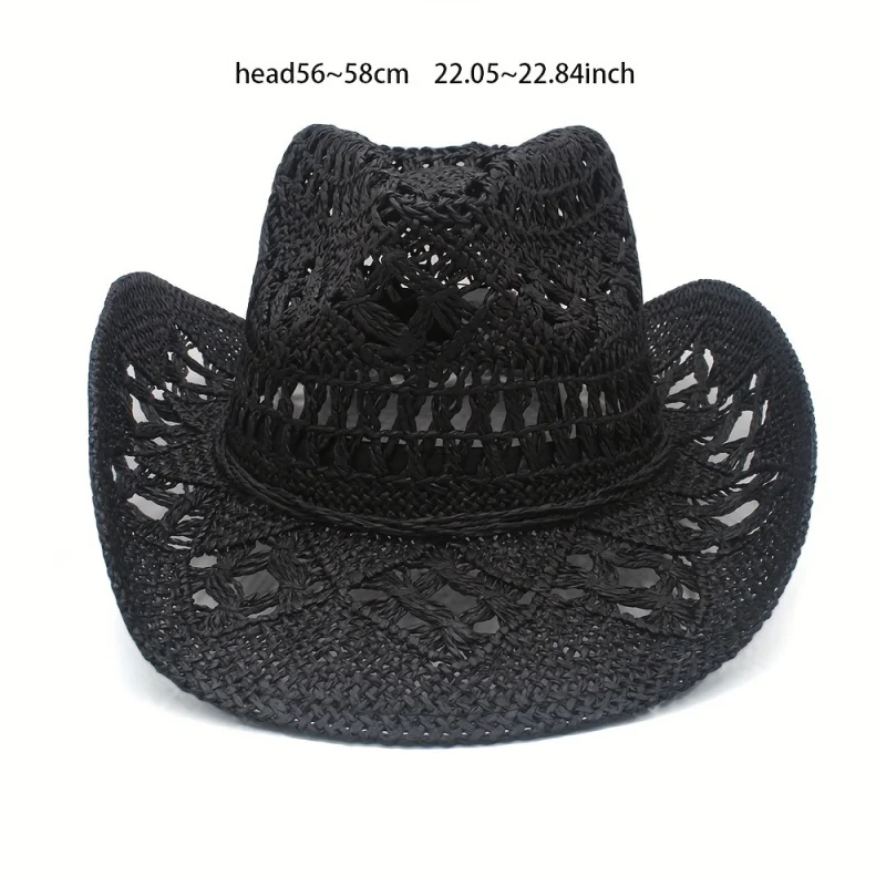 A versatile summer sun-protected straw hat, suitable for travel, horseback riding, beach parties, etc., with polyester woven mat