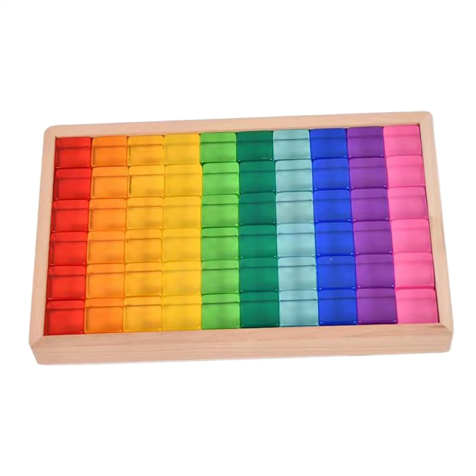 Rainbow Building Blocks Set Problem Solving Learning Toys Smooth Fine Motor Skills Resin Cubes for Kids Boys Girls Toddlers Gift