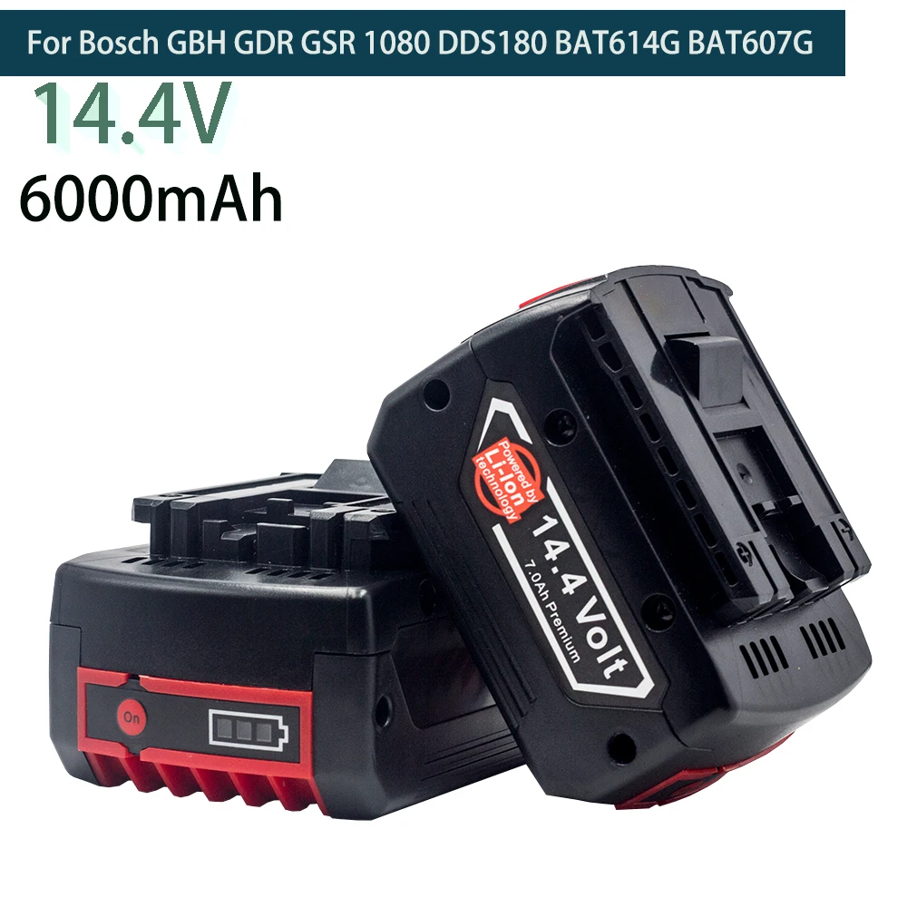 14.4V 5.0Ah/6.0Ah rechargeable lithium-ion battery for Bosch battery replacement GBH GDR GSR 1080 DDS180 BAT614G BAT607G