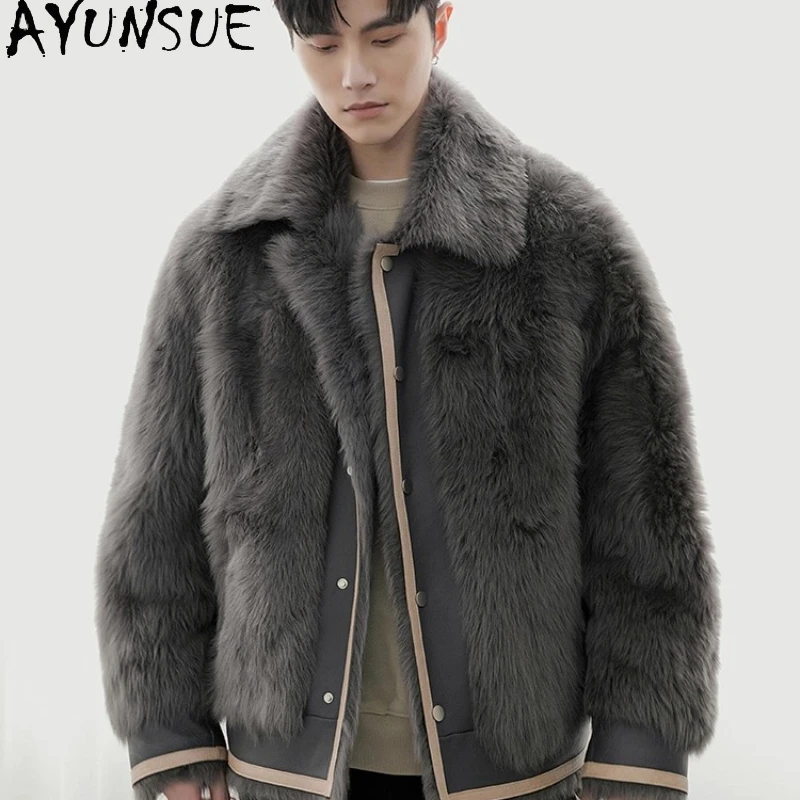 

AYUSNUE Natural Sheepskin Fur Coat Men 2025 Fashion Genuine Leather Jacket Winter Clothes Warm Mens Real Fur Coats New Style