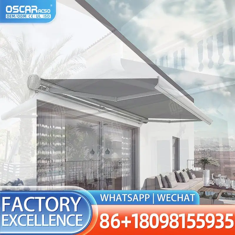 Fabric Sunshade Durable Parking Full Cassette Rainproof Powered Balcony Stormproof Retractable Awning