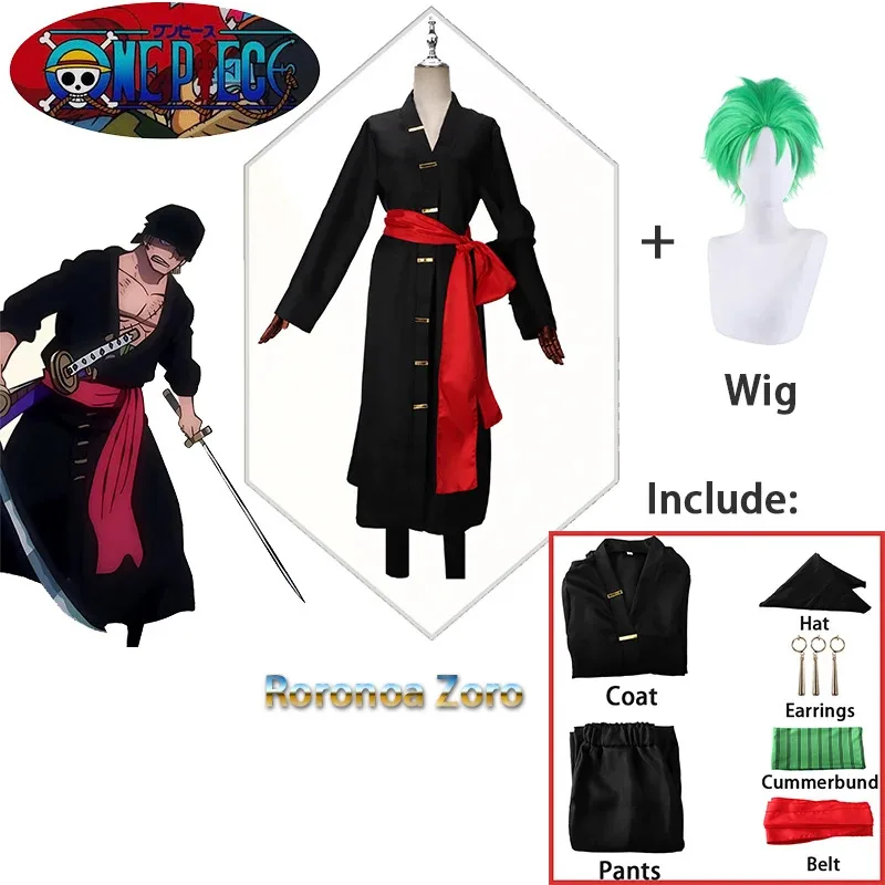 

Bear's Den Anime Roronoa Zoro Black Cosplay Halloween Costumes Kimono Role Play Clothing Par New 2025