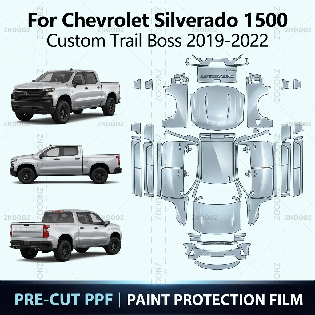 For Chevrolet Silverado 1500 Custom Trail Boss 2019-2022 Precut PPF Paint Protection Full Vehicle Glossy Clear Matte Black