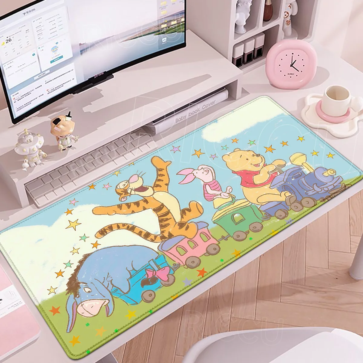 Winnie The Pooh Bear Mouse Pad Cartoon Gamer Cute Deskpad Deskmat Laptop Keyboard Non-Slip Lock-Edge Tablemat Office Accessories