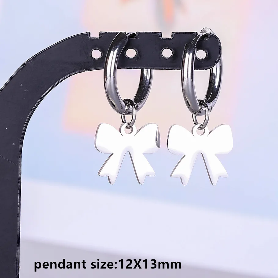 Stahlfarbener Engel-Stern-Kreuz-Schwert-Charm-Ohrring, kein Anlaufen, Ohrpiercing, Edelstahl-Ohrringe für Damen und Herren, Schmuck, Kolczyki – Detail 2