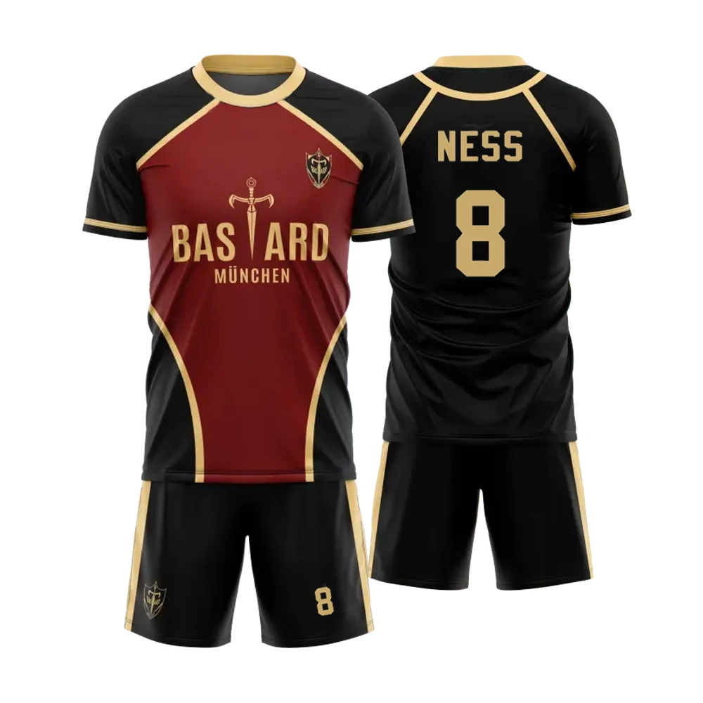 Futsal&Football Pattern VL Replika Blue Lock Anime Bastard Munchen Men's Short Sleeve Shorts Set Sportswear Set Men Clothing image 2