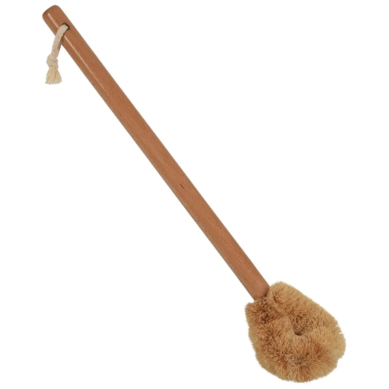 A01F-3X Updated Modern Version Toilet Bowl Brush, Natural Coconut Fiber Brush Head And Beechwood Handle With Hanging Hook