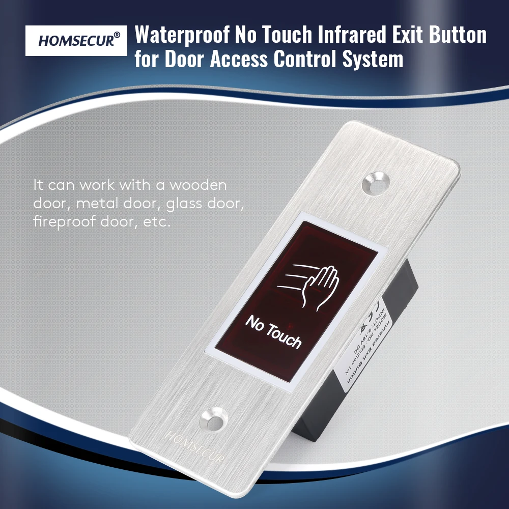 

DC9V-18V IP66 Stainless Steel Touchless Open Electric Lock Release Switch Infrared No Touch Exit Button for Door Access Control