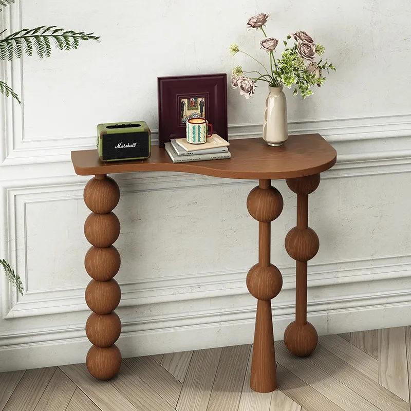 Vintage Narrow Entryway Table Creative Solid Wood Console Tables for Hallway Wall Leaner Desk Minimalist Corridor Sofa Table image 4
