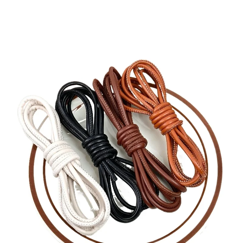 2 meters, round retro cowhide rope braided rope, pendant pendant rope DIY handmade beaded material, bag hanging accessories