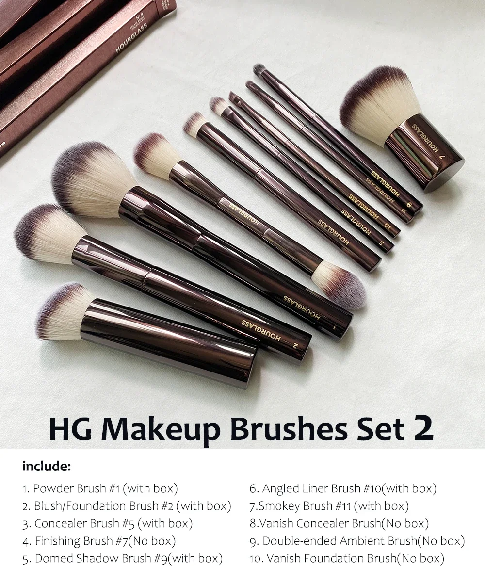 Hourglass Makeup Brush Set Luxury Powder Blush Eyeshadow Crease
