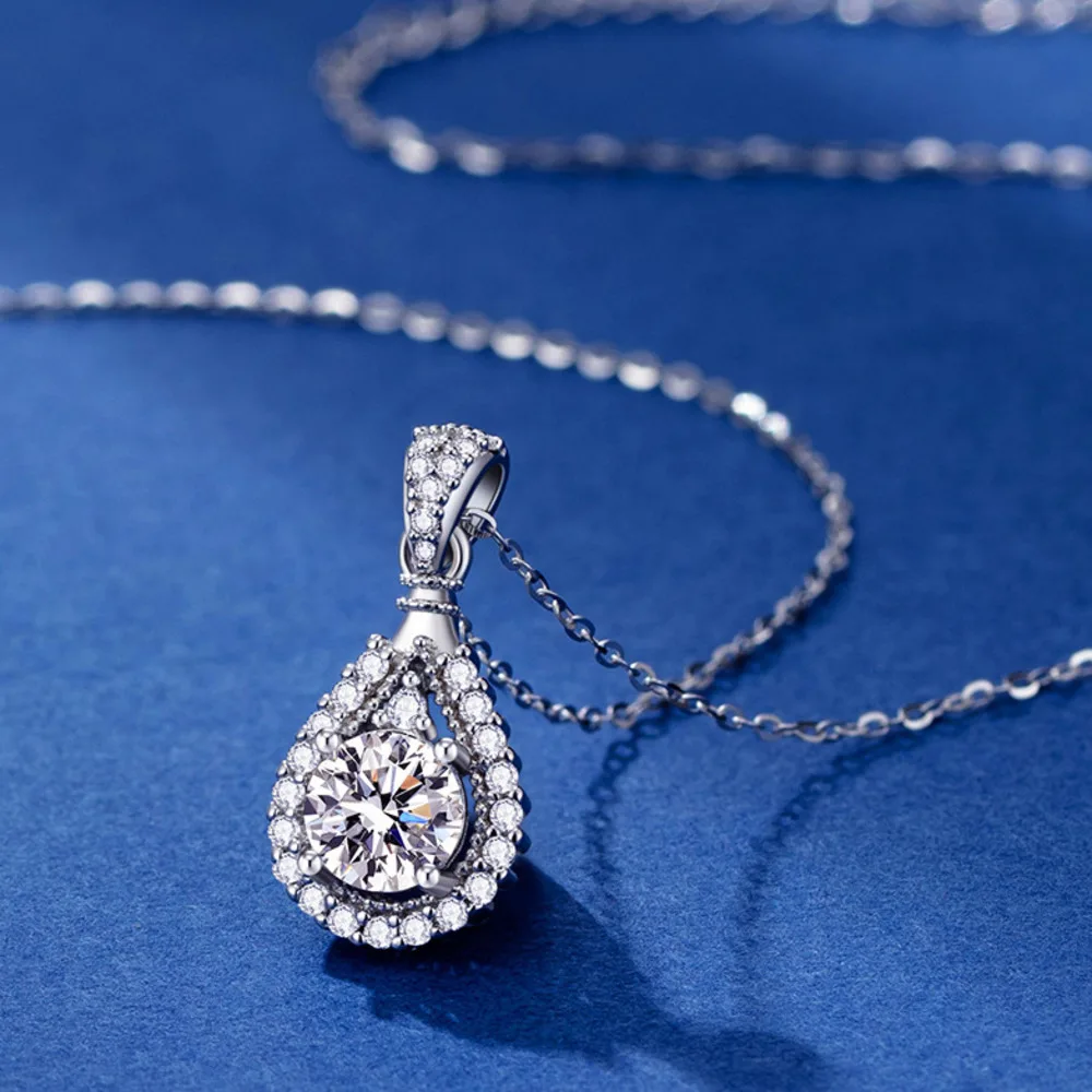BR 6.5mm S925 Moissanite Waterdrop Pendant Necklace Hot Selling Dating Jewelry  Elegant Clavicle Chain Perfect for Party & Gifts