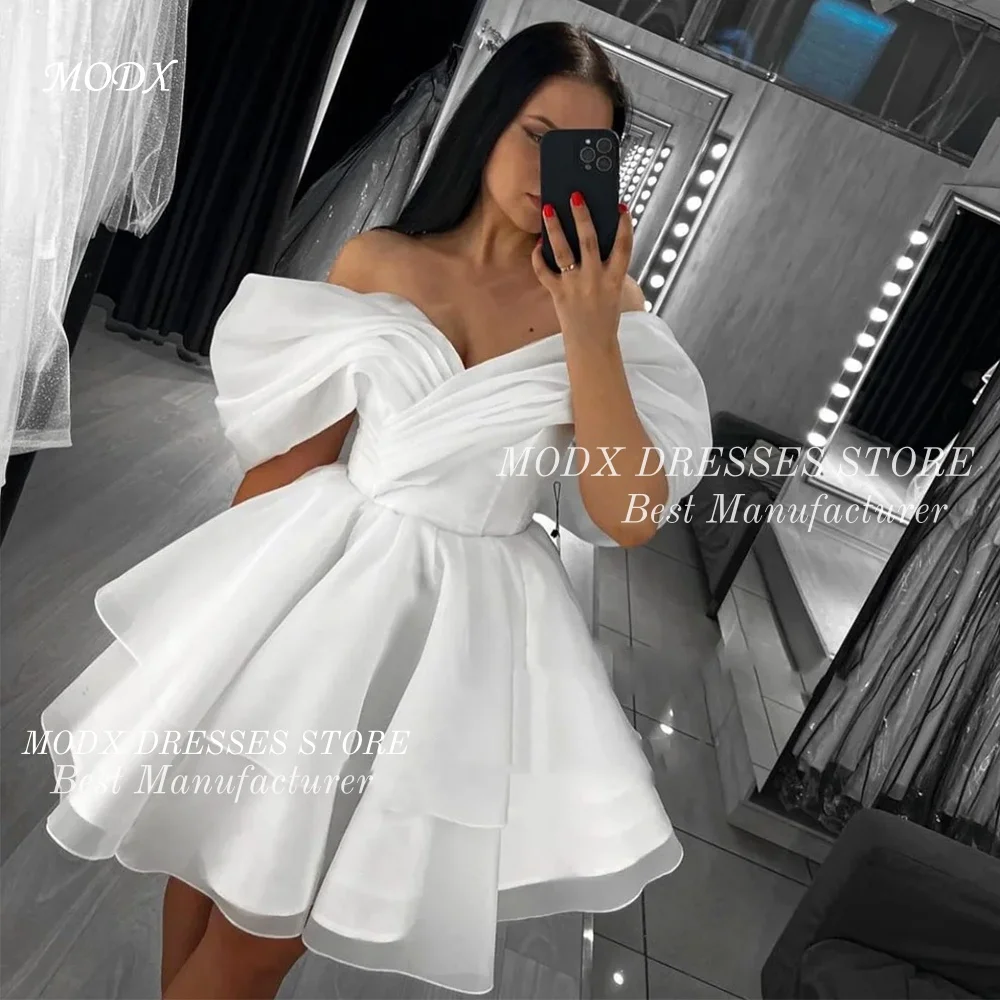 

MODX Stylish Organza Mini Wedding Dress Pink Blue Bridal Gown for Photo shoots Vestidos Novias Boda Women Customized 2026