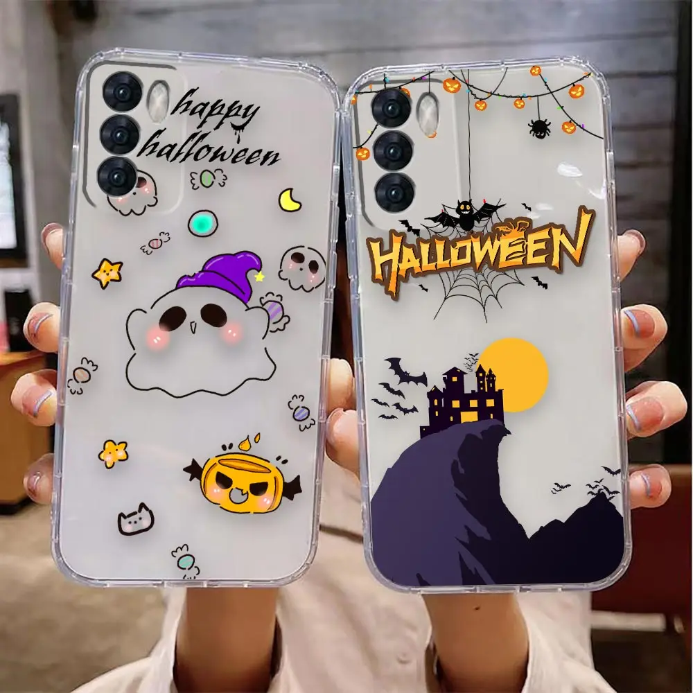 Clear Phone Case For VIVO Y32 Y33S Y50 Y51S Y52S Y53S Y55S Y95 Y97 V20 5G 4G Case Funda Shell Halloween Castle Ghost Pumpkin Bat