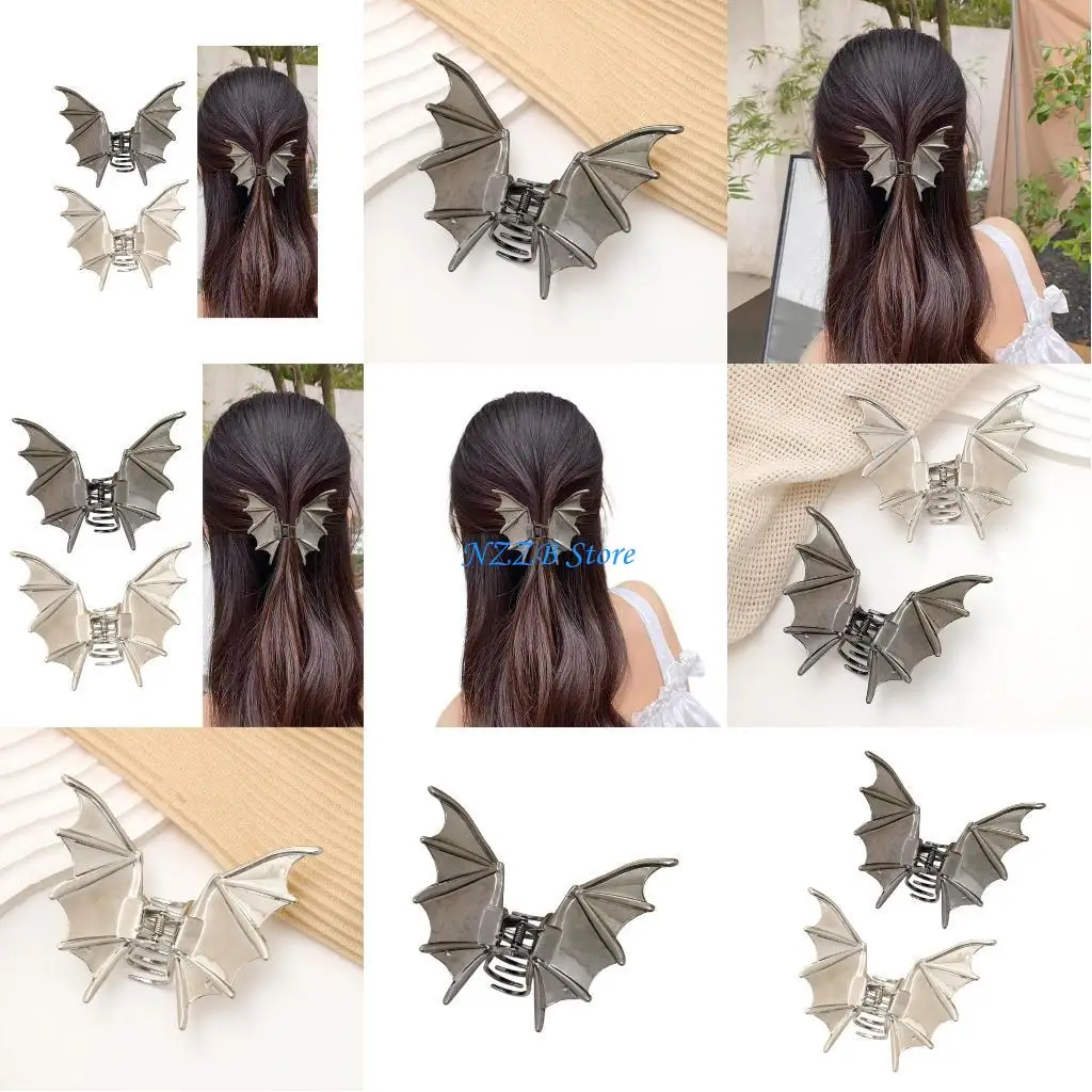 

T21F 2000s Girl Hair Clip Fashion Bat Hair Claw Clip PonytailHolder Teens Hair Decors