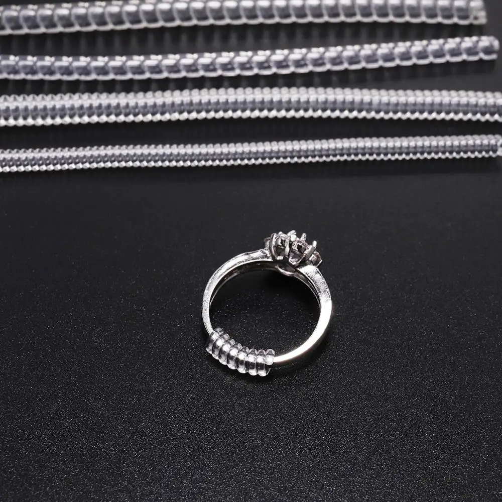 4pcs/lot Transparent Spiral Based Ring Tools Spring Coil Ring Size Adjuster Guard Tightener Reducer Resizing Tool For Jewelry