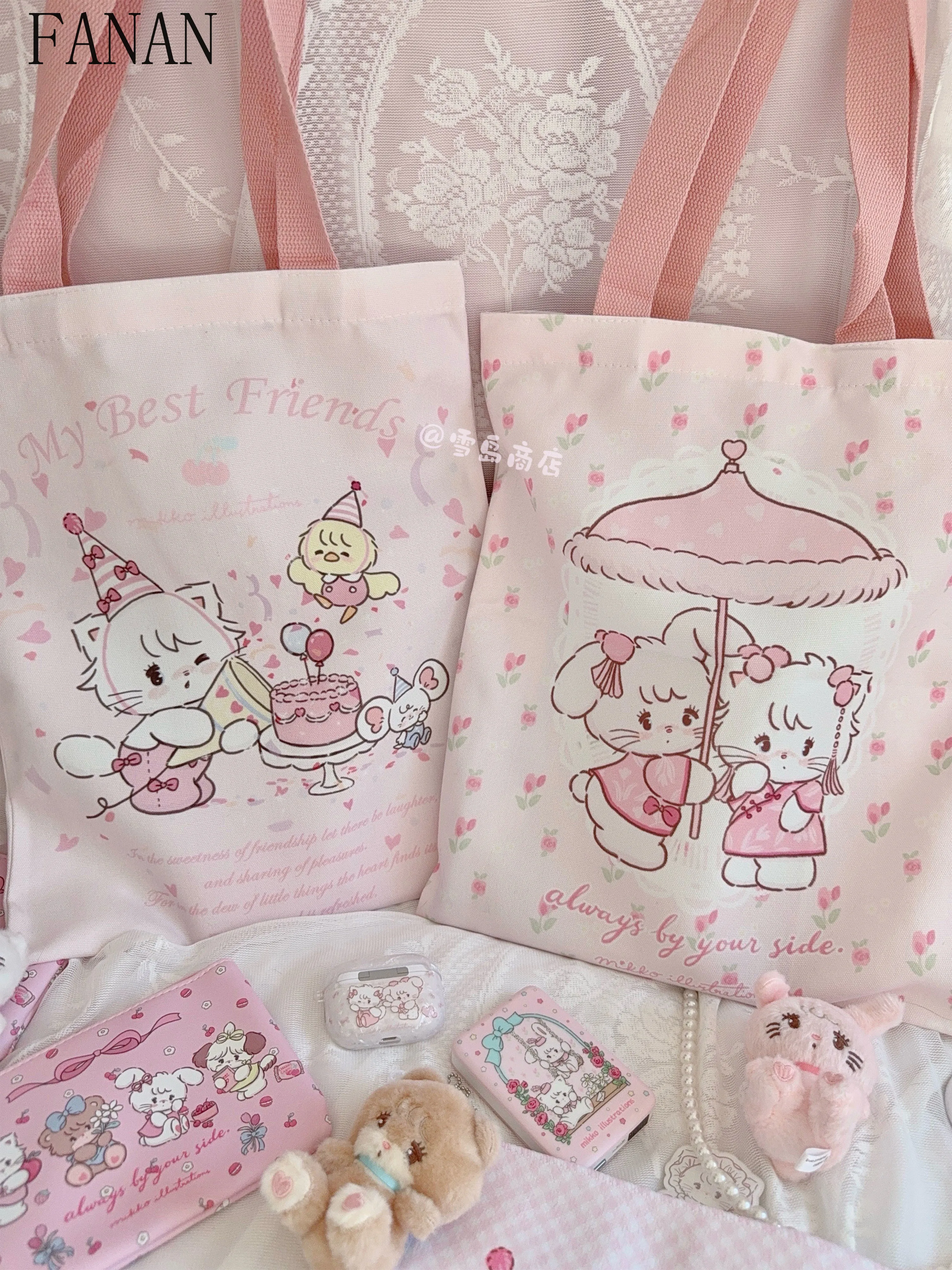 

Casual Handbag Sweet and Cute Canvas Bag Female Large Capacity Student Tote Cloth Bags Shoulder Cute Women's Handbags