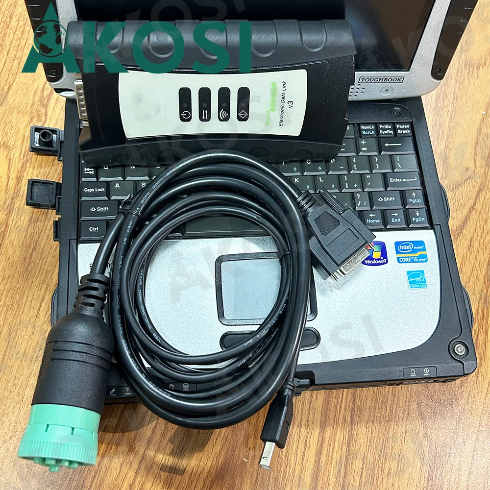 for EDL V3 Agricultural Tractor Heavy Vehicle Diagnostic Kit Tool JD Service Electronic Data Link For edl v3 with Cf19laptop