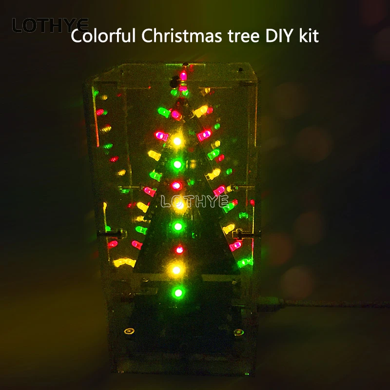 LED Running Light Flashing Tree DIY Electronic Kit 3D Colorful Christmas Tree DIY Gift Making Loose Parts Fun Soldering Kit