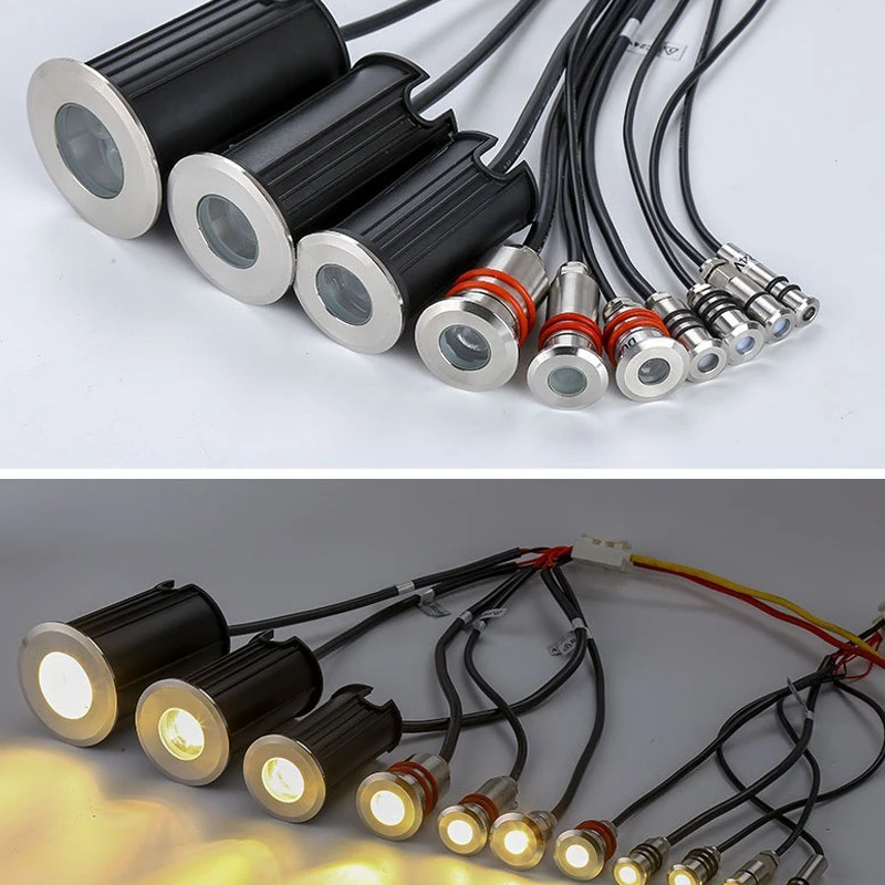 Светодиодное освещение для наружного сада IP67 Водонепроницаемый подземный светильник из нержавеющей стали 1 Вт 3 Вт Подземный ландшафтный светильник DC24V12V