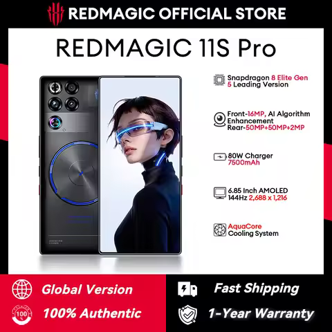 Global Version Redmagic 11S Pro NX809S Snapdragon 8 Elite Gen5 Leading Version BOE AMOLED 1800nits 24000RPM Fan 50MP 7500mAh 80W