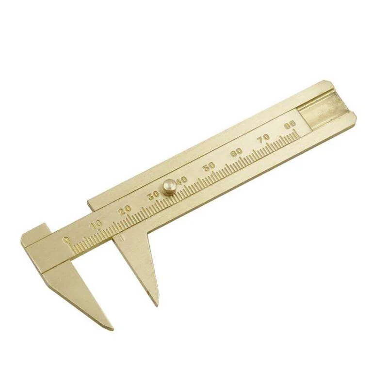 Vernier Caliper Copper Alloy Mini Brass Sliding Pocket Caliper Metal Double Scale for Measuring Gemstones & Jewelry calibre