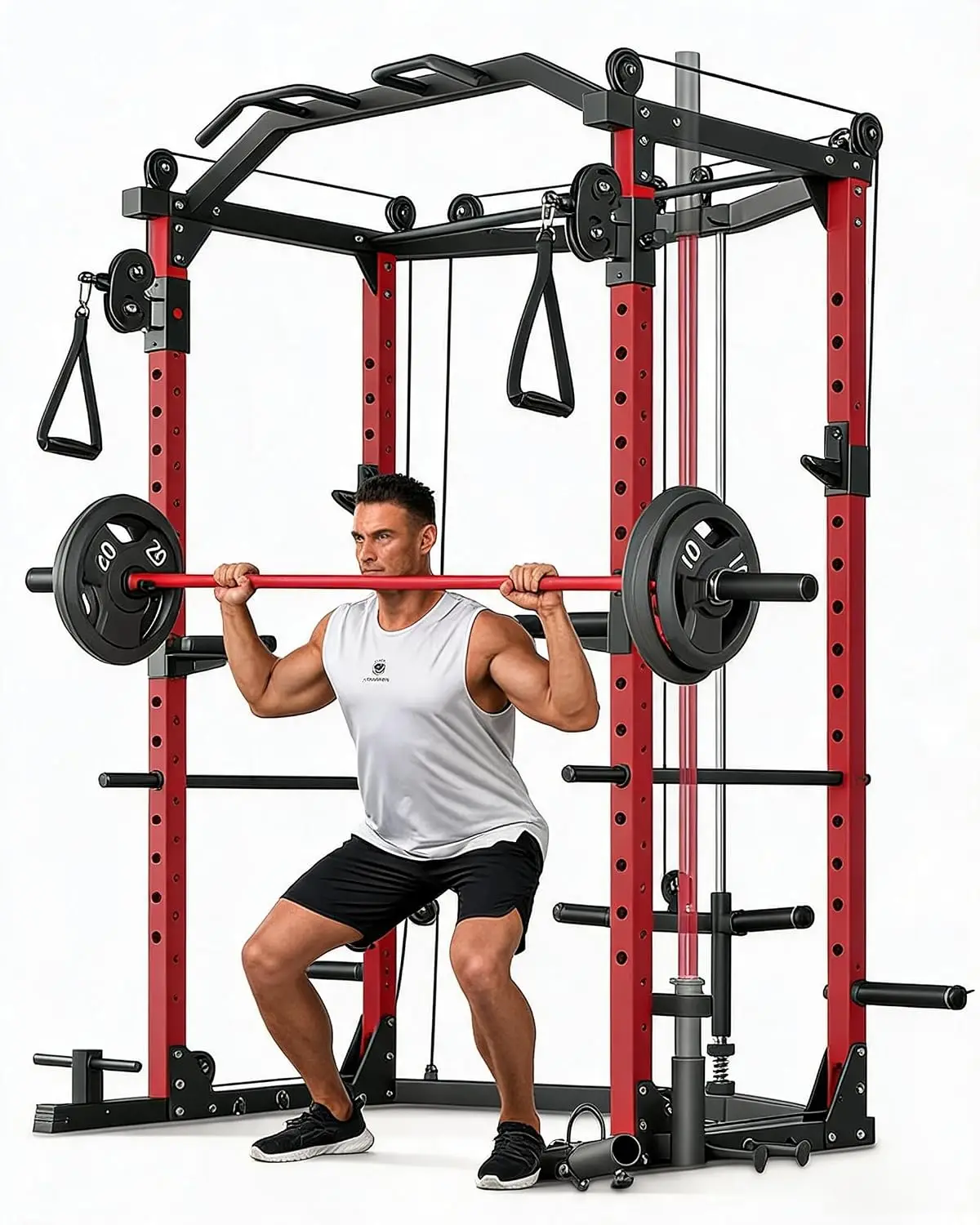 Power Cage, Multi-Functional Power Racks for Home Gym with Cable Crossover System, 1600 LBS Weight Capacity Fitness, Custom