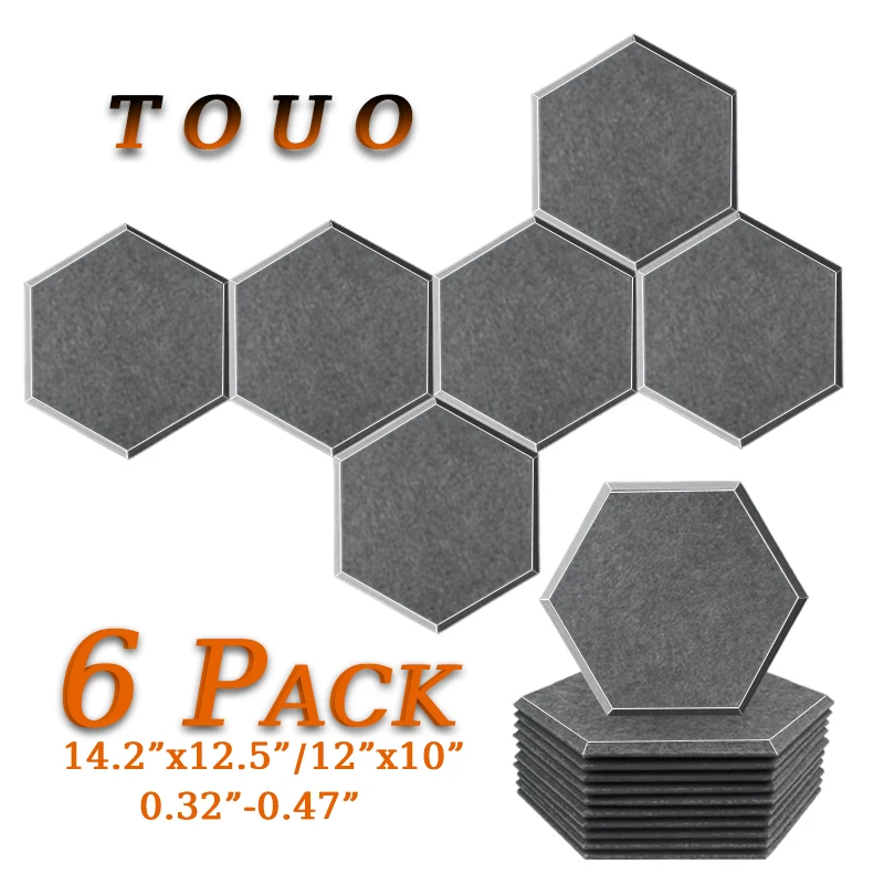 TOUO 6Pcs Hexagon Acoustic Treatment Wall Panels Soundproofing Acoustic Panel Bedroom Nursery Wall Decor Home Decor