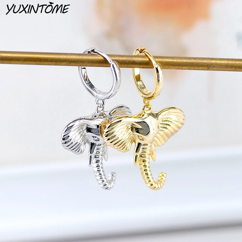 925 Sterling Silver Needle Lucky Elephant Small Hoop Earrings for Women Premium 18K Gold Earrings Wedding Trend Jewelry Gift