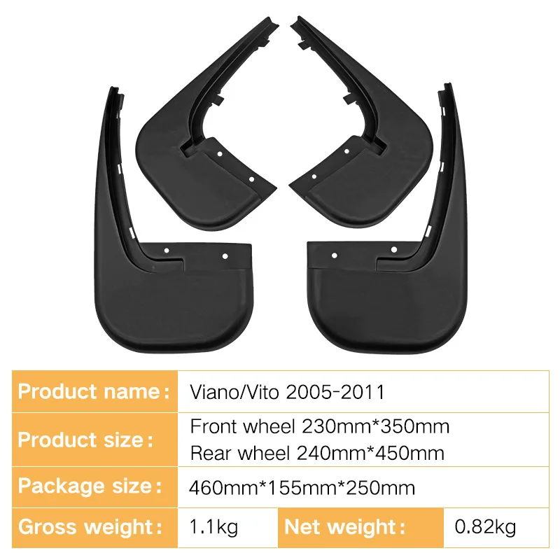 4Pcs Mudguard Mud Flaps For Mercedes Benz W639  W447 Vito Viano V Class 2006~2021 Guard Splash Flap Mudguards Car Accessories