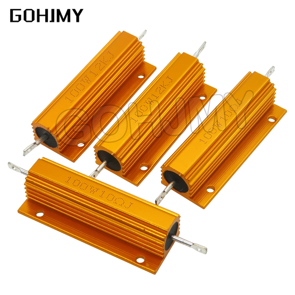 

100 Вт RX24 0,01 ~ 100K, алюминиевый мощный металлический корпус, внешний резистор с проволочной обмоткой 0,1 0,5 1 1,5 2 6 8 10 20 100 150 200R 300R 1K 10K Ом