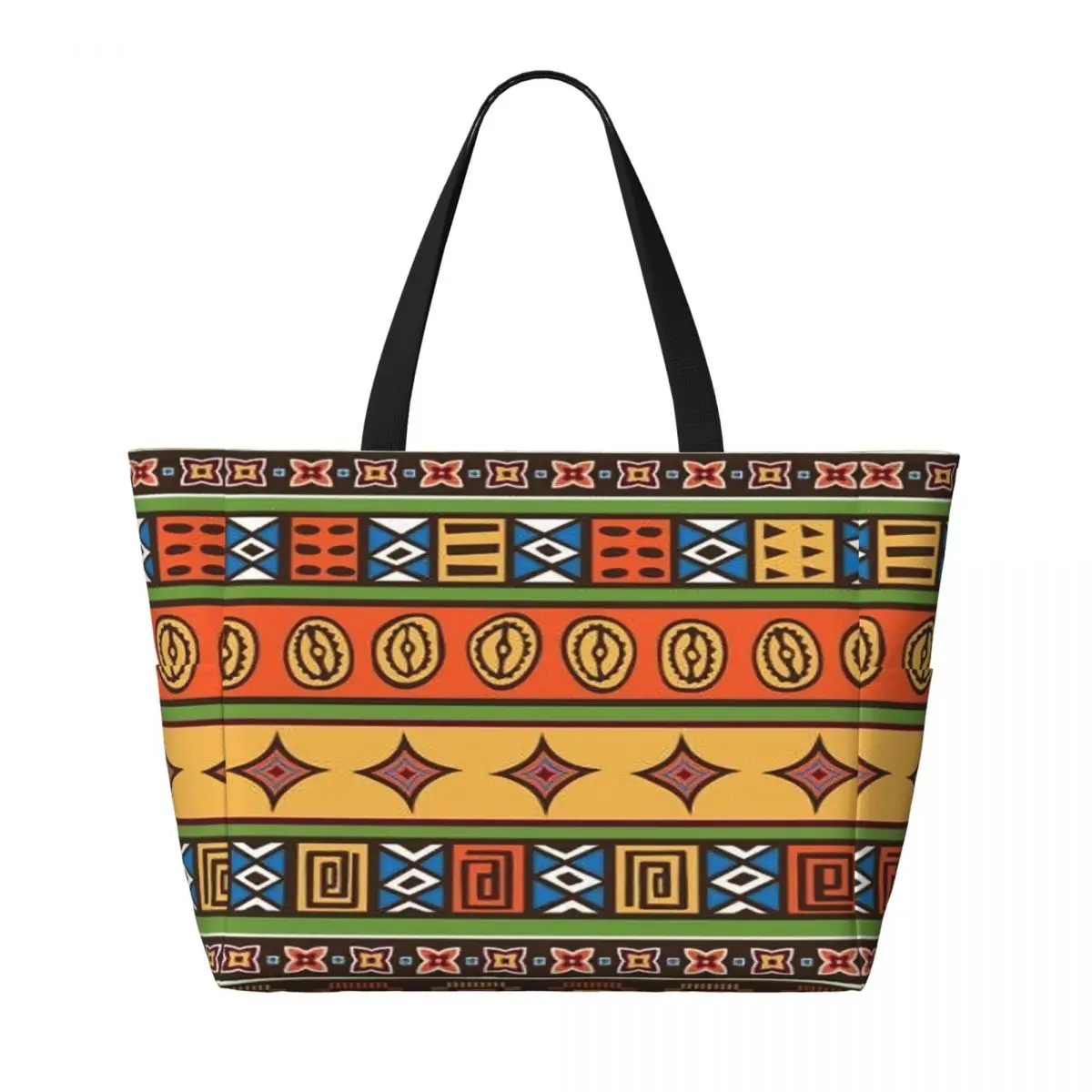 Custom African Kitenge Ankara Print Travel Tote Bag Women Large Capacity Africa Ethnic Art Grocery Shoulder Shopper Bags