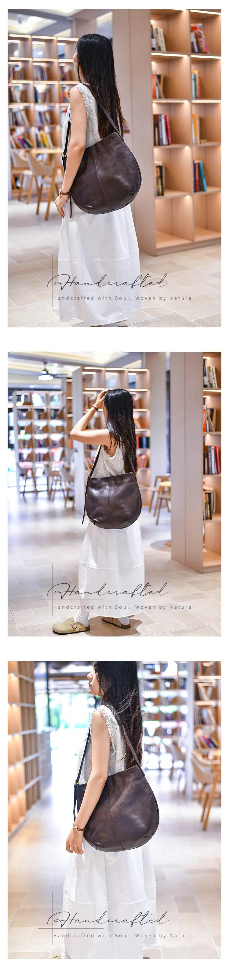 PNDME lässige Vintage-Umhängetasche aus handgefertigtem, pflanzlich gegerbtem Leder für Damen, Wochenend-Shopping, luxuriöse Unterarmtasche aus echtem Leder – Detail 6
