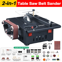 200W 2 In 1 Mini Table Saw Sander Kit Electric Bench Saw 7-Speed Adjustable DIY Benchtop Grinding Sanding Cutting Machine