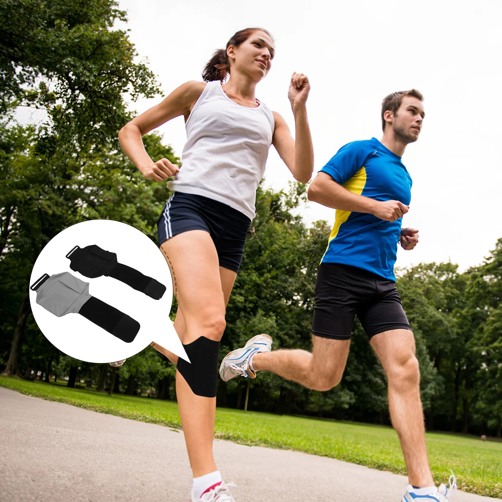 

2Pcs Phone Leg Holder Adjustable Size Elastic Running Jogging Fitness Sports Cell Phone Bag Travel Money Belt Running Armband