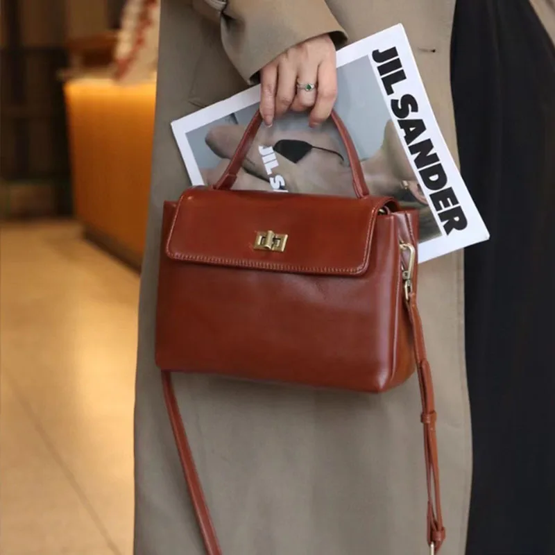 

Genuine leather women's bag crossbody bag 2025 new high-quality retro shoulder bag fashionable versatile commuting handbag