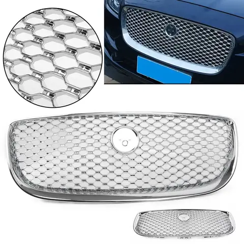 Auto Front Upper Center Grille Grill Mesh Radiator for Jaguar XJ 2016 2017 2018 Chrome