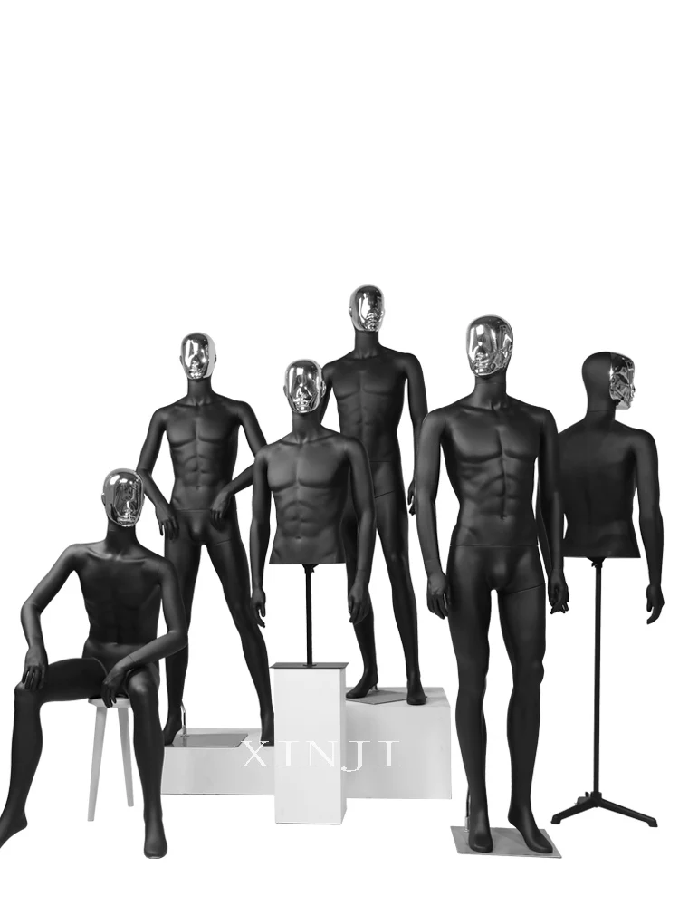 Full Body Black Mannequin Male Black Model With Different Face For Display