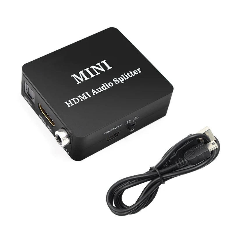 

HDMI Audio Extractor Splitter Adapter HDMI to HDMI Optical/TOSLINK/SPDIF +R/L Analog Audio Converter Support 2.0/5.1CH