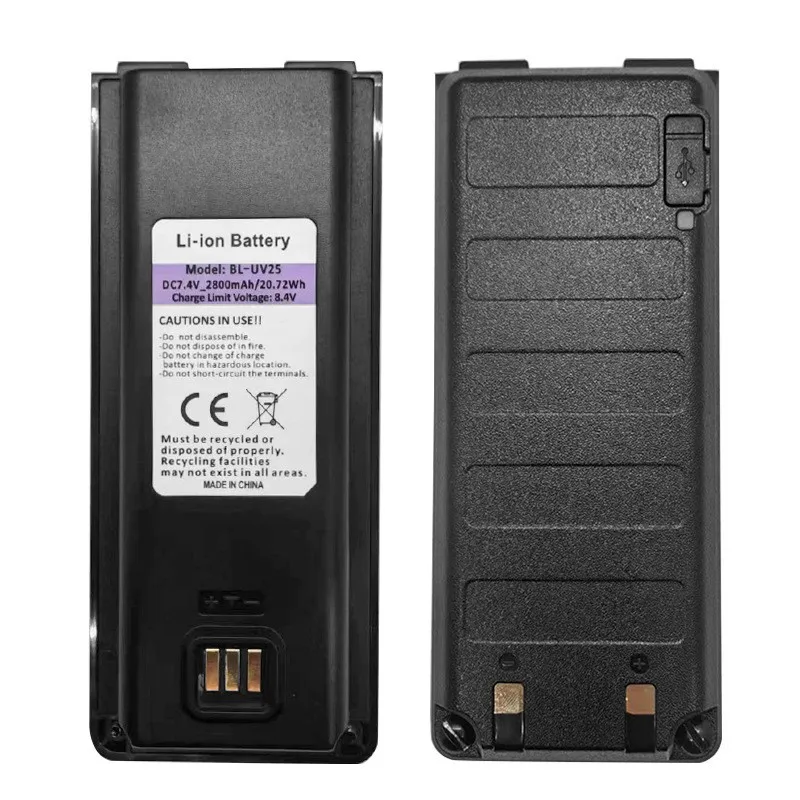 7,4 V 2800 mAh Walkie-Talkie-Akku für Baofeng BL-UV25 UV-25L BF-X5PRO Akku mit Typ-C-Ladeanschluss