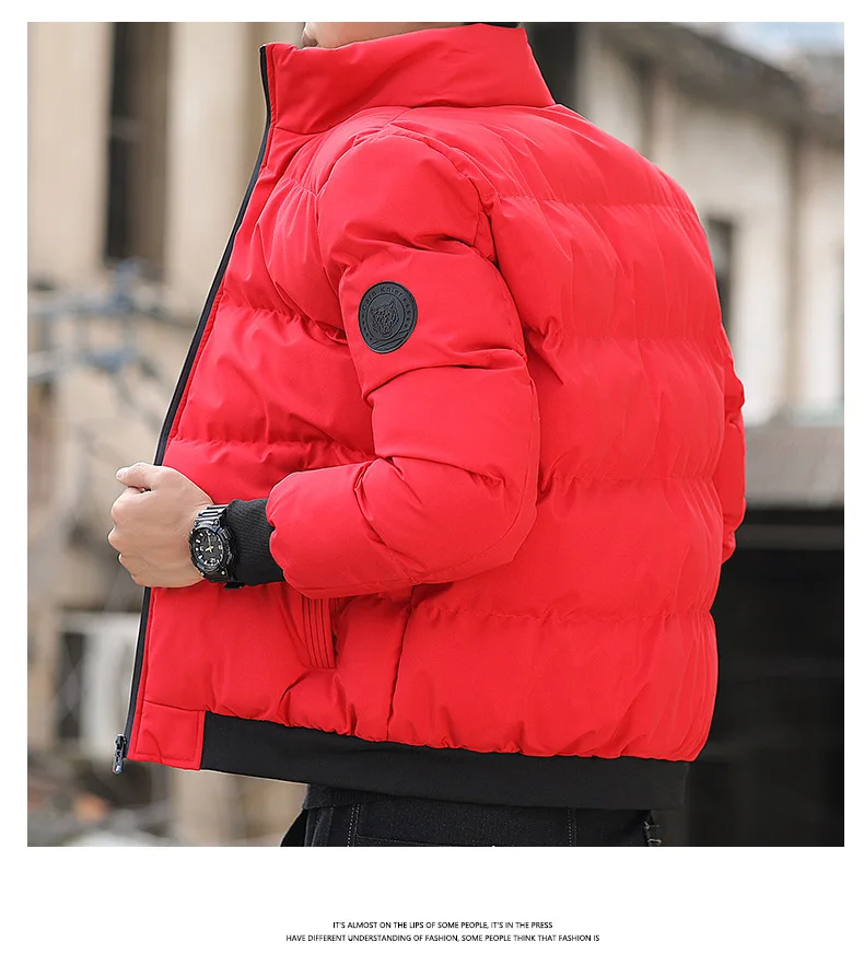 

New men's classic cotton coat winter jacket stand up collar warm and casual autumn and winter two simple plus size youth trend