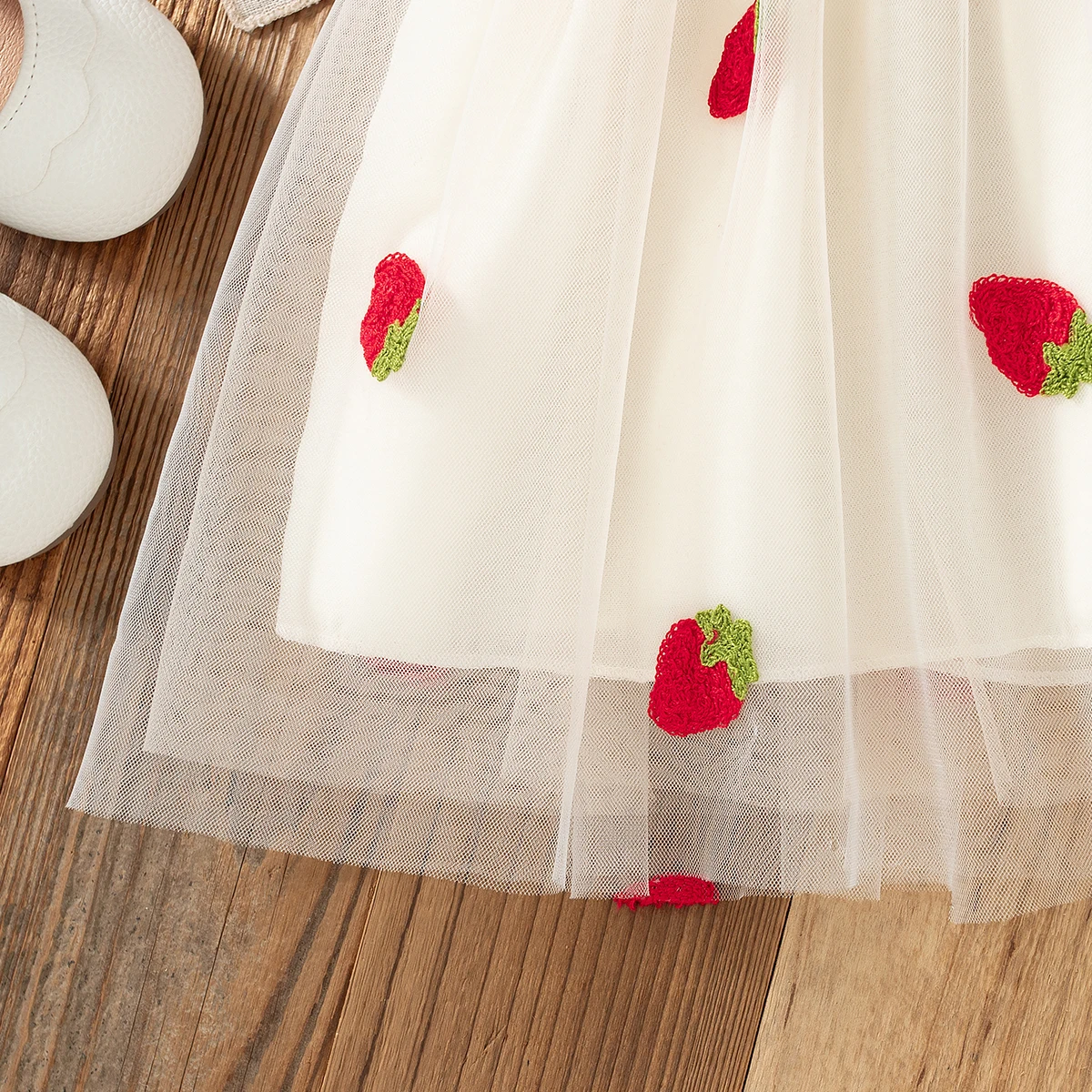 Baby-Mädchen-Prinzessinnenkleid, Sommer, neue Erdbeer-Chiffon-Kinderkleidung (9 Monate bis 3 Jahre alt) – Detail 8