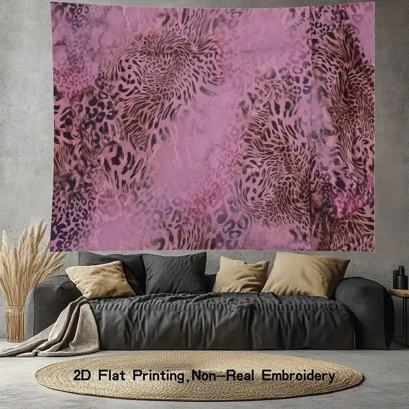 VIKAMA Pink Purple Leopard Animal Print Mix Tapestry Home Art Piece Wall Decor Bedroom Living Room Safari Soft Durable Cozy Gift