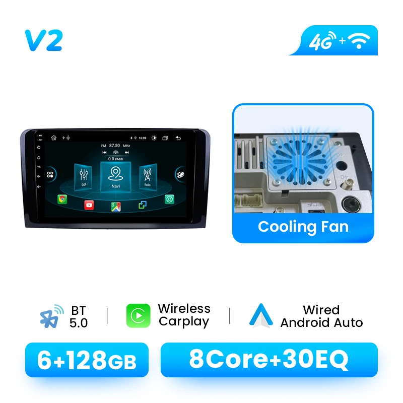 1280*720 IPS Draadloze CarPlay Autoradio Speler Voor Benz ML W164 ML350 ML500 2005-2012 Android 14 multimedia GPS 4G Wifi DSP RDS