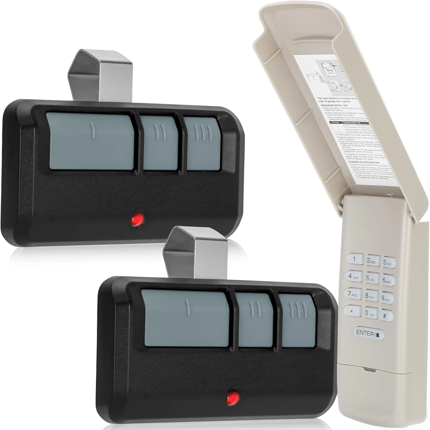 

877MAX Garage Door Keypad with 2 Pack 893MAX 953ESTD 3Button Remote, Compatible with LiftMaster/Chamberlain/Craftsman r Keyless