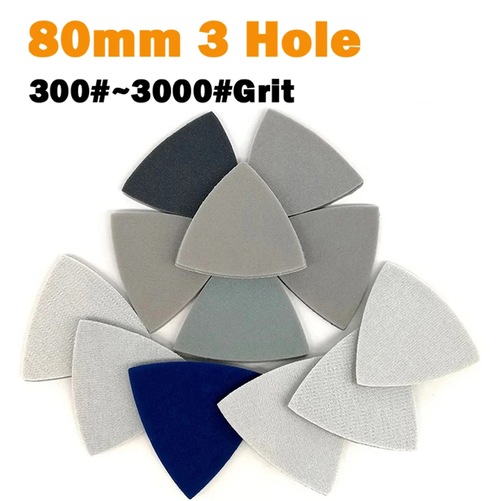 

2 ~ 50 шт. 80 мм треугольные губчатые шлифовальные диски для мыши абразивные полировальные подушечки 300 # -3000 # Грит