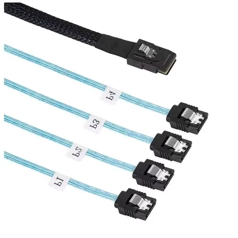 Cabo SAS SATA Mini-SAS SFF-8087 8643 para 4 Cabo SATA Mini SAS 4i SFF8087 36P para 4 SATA 7P Cabo 12Gbps 50cm 1m de dados de disco rígido