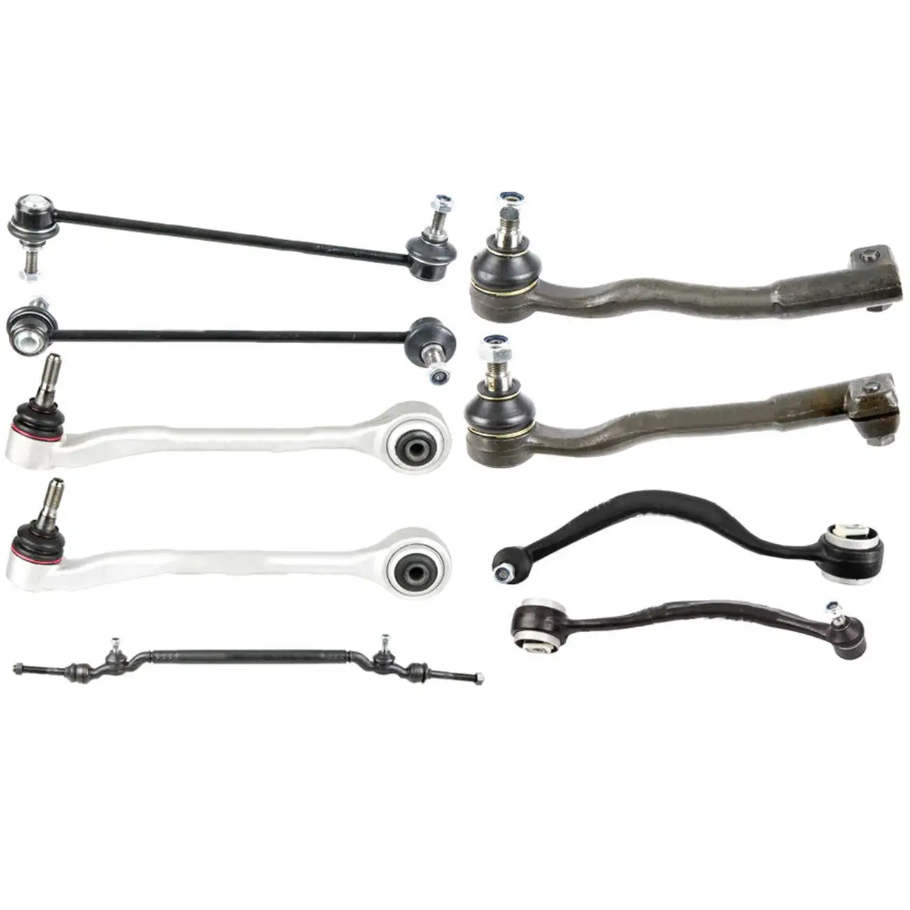 9PCS Front Lower Control Arms Tie Rod Sway Bar Center Drag Link Kit for BMW E38