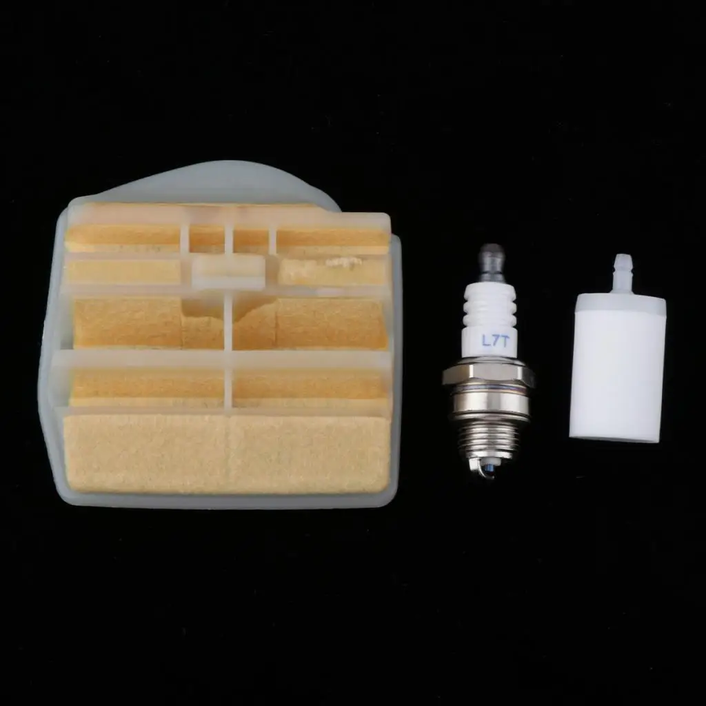 Gardening Tool Air Filter and Spark Plug Set String Trimmer Part for 445E 450 Chainsaw