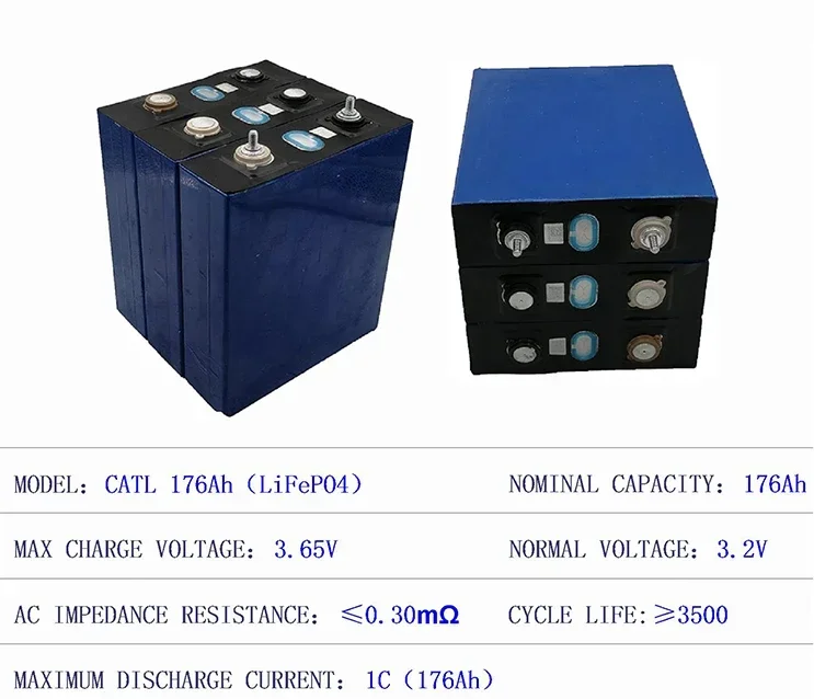 Lifepo4 Catl 3.2V 176Ah Cell Lithium Battery for Solar Panels RV Street Lamp,Electric Motorcyele,Electric Bicyele